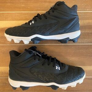 Under Armour Mens Baseball Leadoff Mid 3.0 Molded Cleats, Black, Sz 7